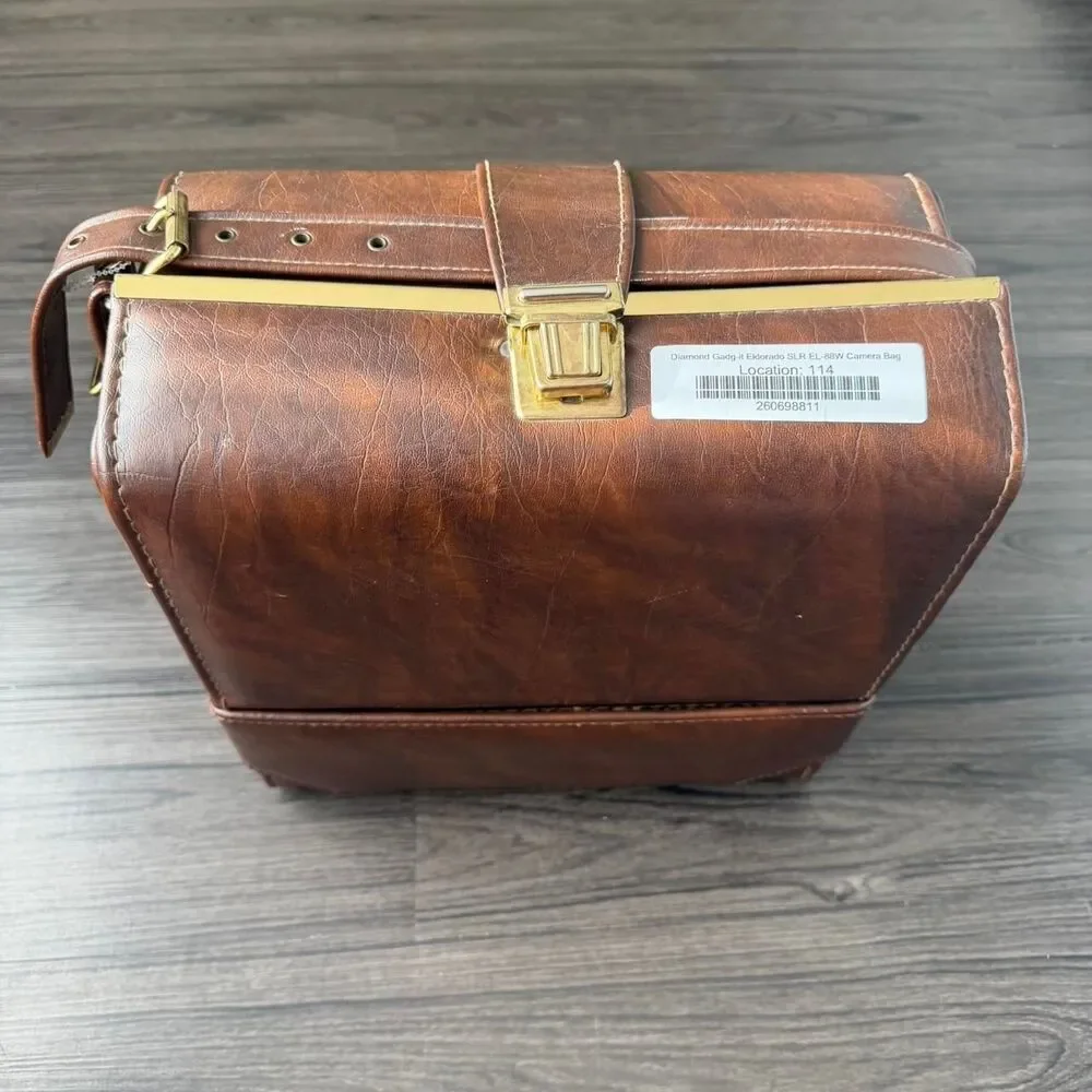 Vintage 90s Leather Hard Case Diamond Elmarit SLR EL- 88w Camera Bag